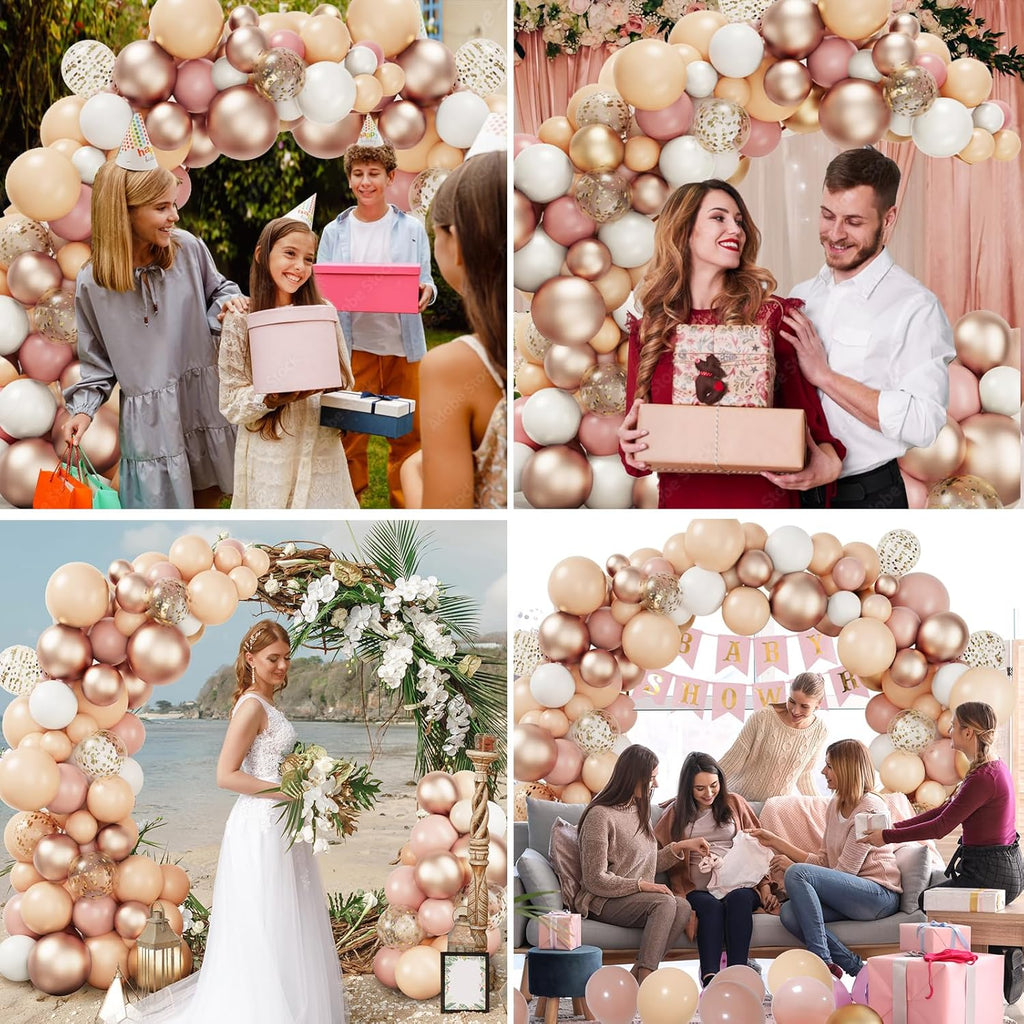 RUBFAC Balloon Garland Kit - 130pcs Blush Pink, Dusty Pink & Rose Gold for Birthday & Baby Shower Decor