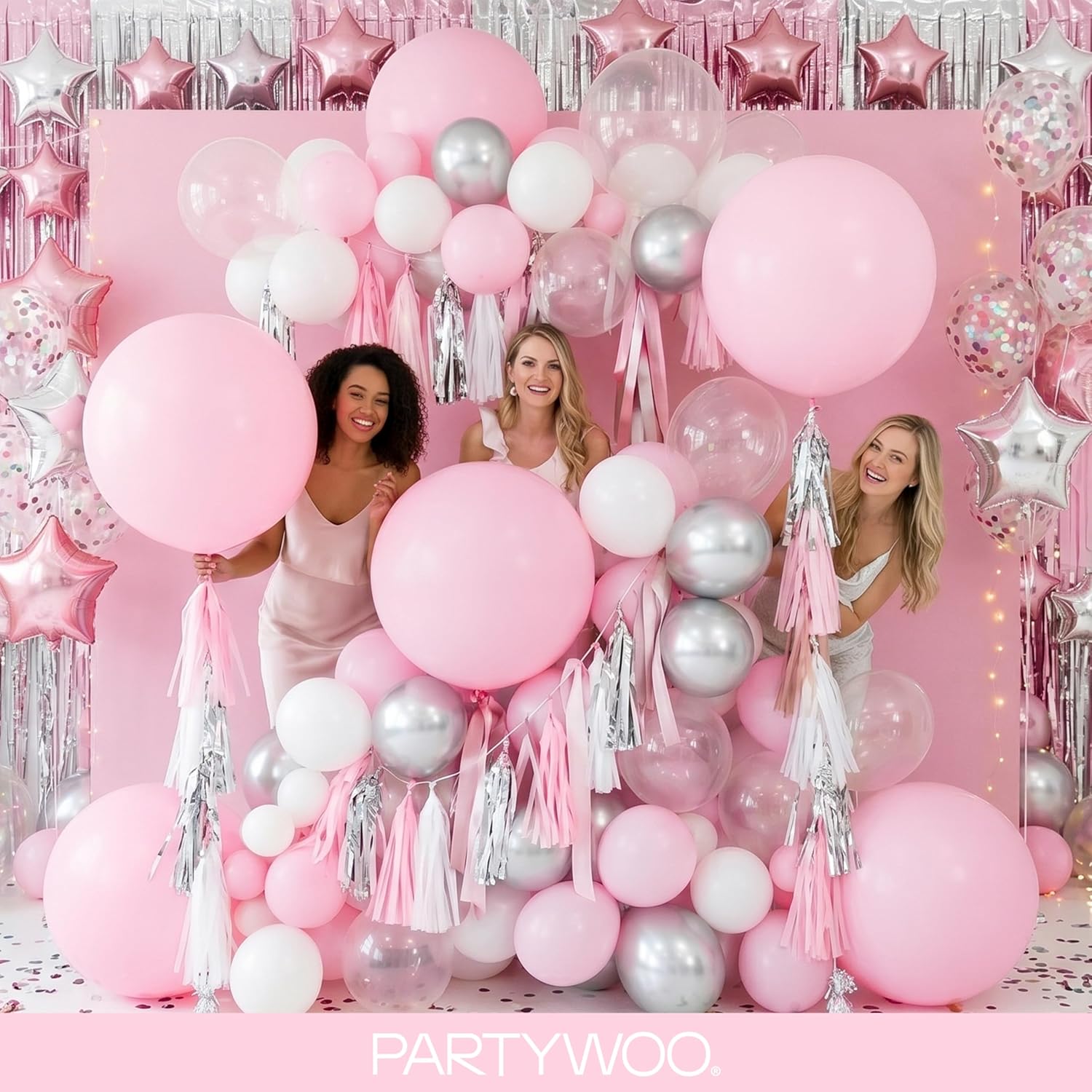 PartyWoo Light Pink Balloon Arch Kit - 152pcs in Various Sizes for Baby Showers & Birthday Parties
