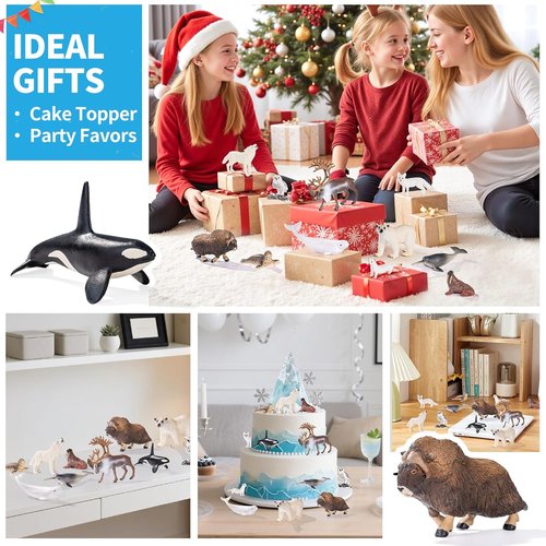Arctic Polar Animal Figurines by [Brand Name] - 12 Realistic Plastic Toys | Includes Polar Bear, Orca & More