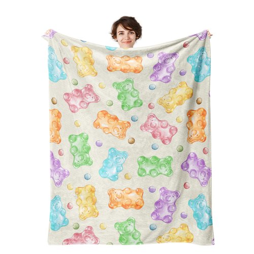 Gummy Bear Throw Blanket, 320GSM Flannel Blankets for Women Girls Kids Boys Men, Gummy Bears Blanket Super Soft Cozy for Bed Sofa Couch Gifts (Bears, 50"x40")
