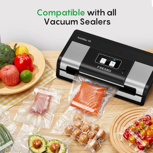 FRESKO Vacuum Sealer Bags, 150 Gallon 11" x 16" and Quart 8" x 12" and Pint 6" x 10" BPA Free PreCut Bag, Commercial Grade Food Vac Bags for Storage, Meal Prep or Sous Vide