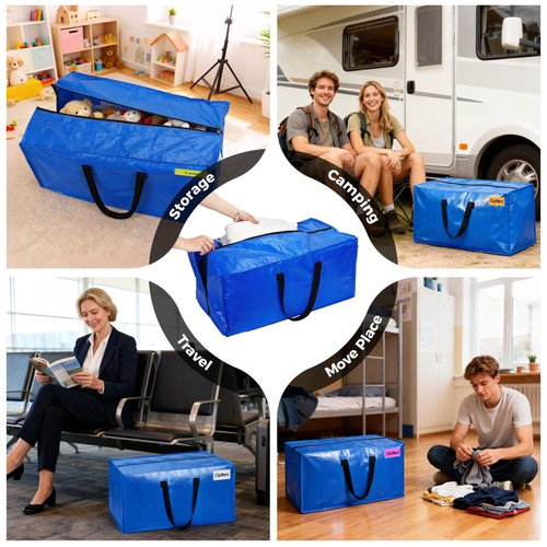 8 Pack Extra Large Moving Bags, Heavy Duty Clothes Storage Totes Bags with ColorNote & Handles, Moving Boxes Alternative Packing Bags for Space Saving