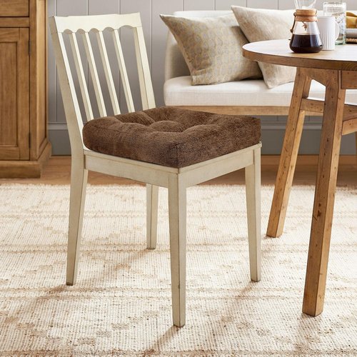 downluxe Chair Cushions for Dining Chairs 4 Pack, Tufted Indoor Chair Pads with Non-Slip Bottom, U-Shaped Kitchen Chair Cushions, 17"x17"x4", Brown