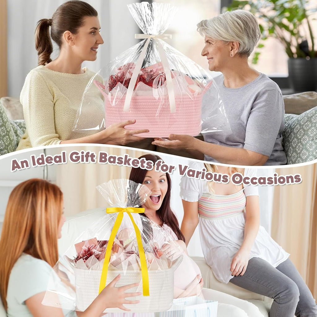 OIASKET Woven Storage Basket - Versatile Gift Basket with Handles for Baby Showers & Toy Organization | 13.6" x 10" x 5.9”