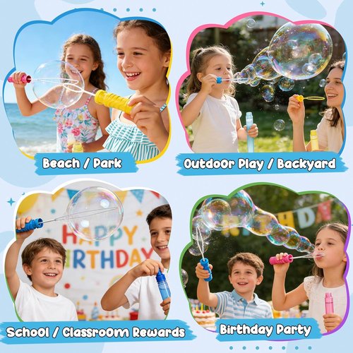 EagleStone Giant Bubble Wands - 24 PCS 14.6" Colorful Bubble Sticks for Kids | Perfect Summer Outdoor Toys