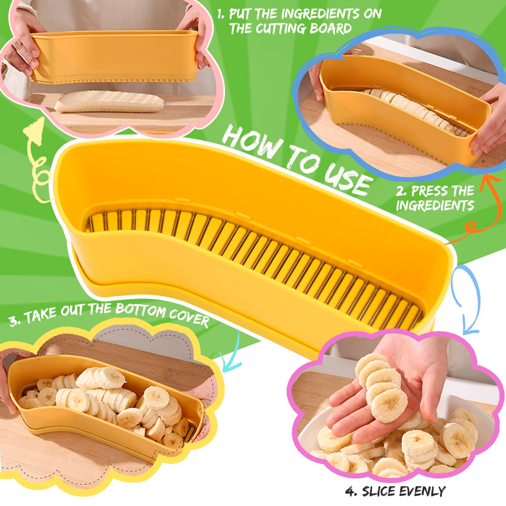 Extra Large Fruit Slicer Banana Cutter, Strawberry Slicer, Cucumber, Speed for Egg Cheese Butter Cutter Hot Dog Grape, Strawberry Cutter kitchen(Yellow)