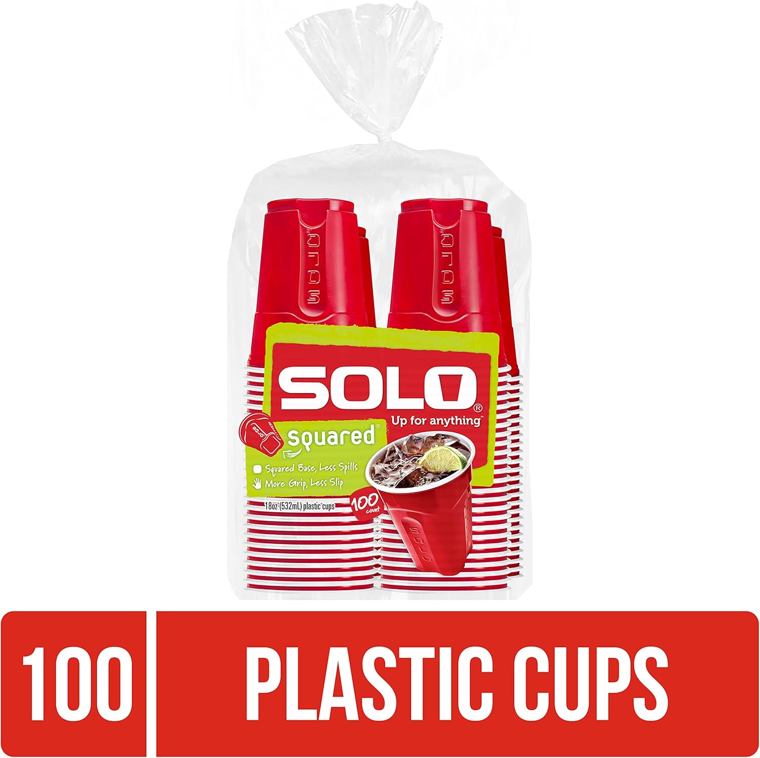 SOLO Original Red Plastic Party Cups - 18oz, 100 Count for Ultimate Celebration Fun
