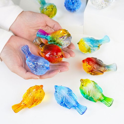 LOULIQIGIFT Set of 4 Glass Bird Crystal Collectible Figurines Valentines Gifts for Bird Lovers Red Bird Stuate Decor for Party Wedding Anniversary