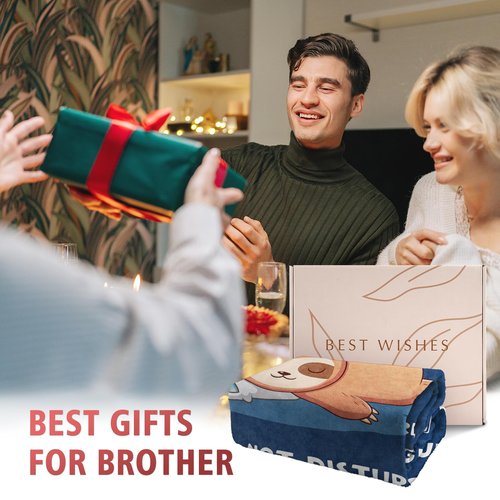 Funny Big Brother Gift, Brother is Charging Sloth Blanket, Birthday Gifts for Brothers Adult, Brother's Gitfs for Christmas Fathers Day, Soft Sloth Throws Blanket for Brothers 60" x 50"