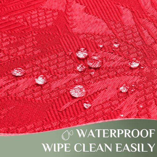 HomeJoy Rectangle Christmas Jacquard Table Cloth Waterproof Elegant Damask Floral Pattern Heavy Weight Wipeable Wrinkle Free Fabric Table Covers for Dinner or Daily Uses(Dark Red/52x70 Inch)