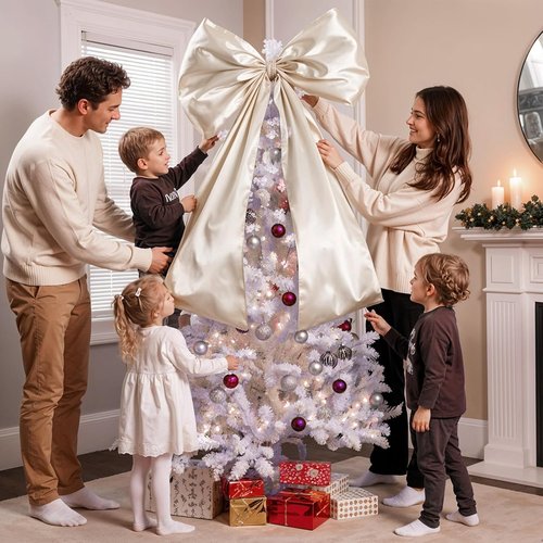 Giant Bow Decoration - Large Cream White Coquette Bow for Wedding & Party Backdrop | Satin Finish