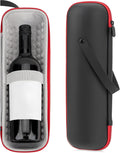 Single Wine Gift Tote Bag, Hard Shell Protector Bags Insulated Cooler Bag Champagne Bottle Gift Box Portable Wine Carrier for Travel, Picnic, Beach, BYOB Restaurant (Black)