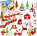 Hiawbon Christmas Mini Santa Figurines - 24-Day Advent Calendar with Tiny Resin Santa, Snowman & Trees for Holiday Decor
