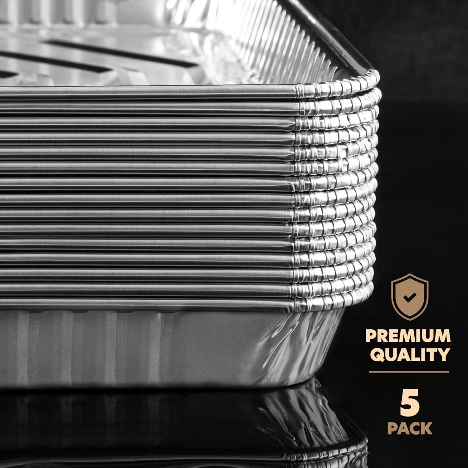 PlasticPro Aluminum Cookie Sheets - Heavy-Duty Disposable Baking Pans | 9'' x 13'' | 5-Pack