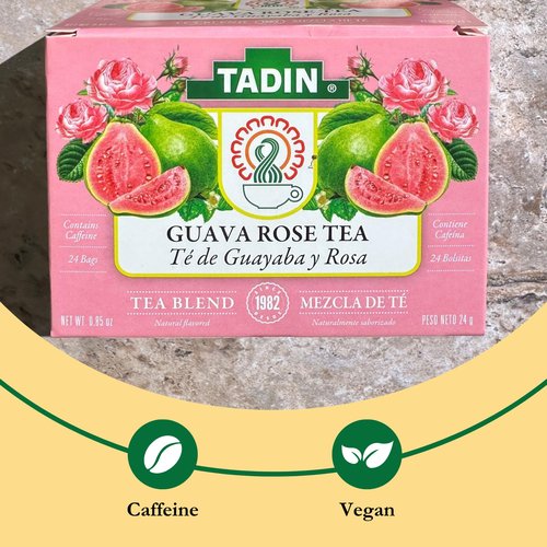Tadin Guava Rose Tea, Contains Caffeine, Best Hot or Iced, 24 Tea Bags Per Box, Pack of 1