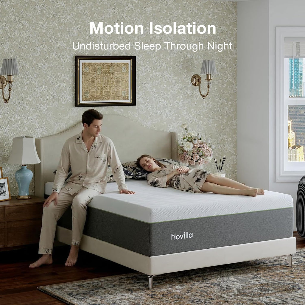 Novilla Bliss Queen Size Memory Foam Mattress - 10 Inch Cool-Touch Nylon Cover for Refreshing Sleep & Pain Relief