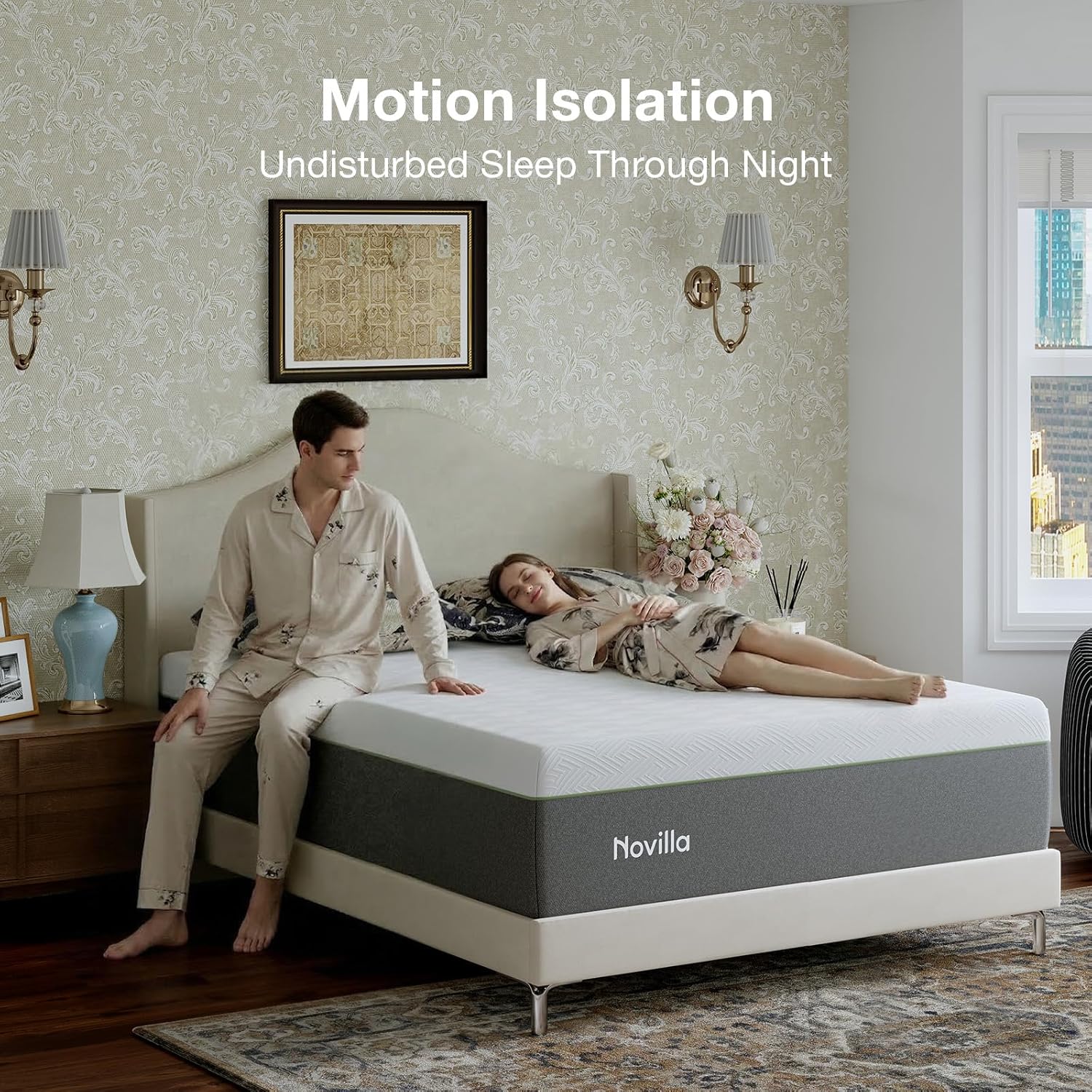 Novilla Bliss Queen Size Memory Foam Mattress - 10 Inch Cool-Touch Nylon Cover for Refreshing Sleep & Pain Relief