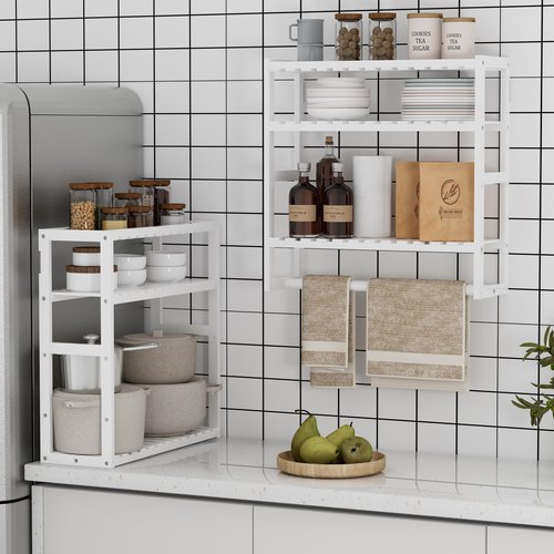 Towel Rack Bathroom Storage Shelves Over The Toilet with Towel Bar 100% Bamboo Adjustable Height Floating Shelf Wall Shower Shelf for Small Space Updated Painting