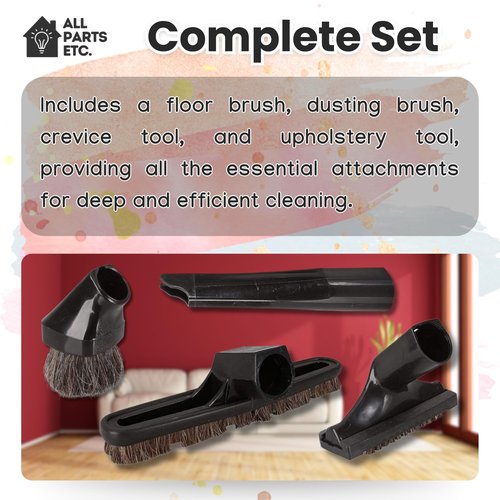 ALL PARTS ETC. Replacement Rainbow Vacuum Attachments – Compatible with Rainbow Vacuum Models D2, D3, D4, D4C, SE, E, E2 – Complete Floor Brush, Dusting Brush, Crevice Tool & Upholstery Tool Set
