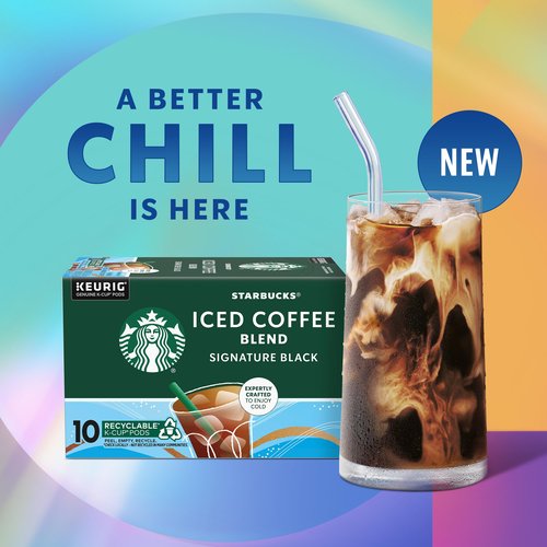 Starbucks K-Cup Pods, Medium Roast Iced Blend, Signature Black for Keurig Makers, 100% Arabica, 1 Box (10 ct)
