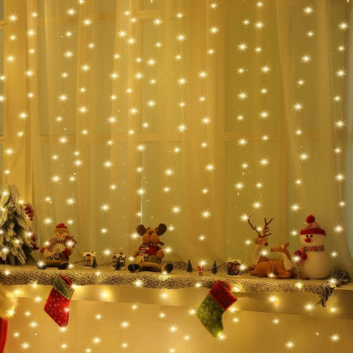 Meonum Curtain Tapestry Backdrop String Lights, Each 13 Strings 6.6 x 5 ft Tapestry Fairy String Light, 8 Modes Window Wall Hanging Light Strings for Bedroom Christmas Curtain Decor(3 Pack)