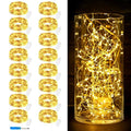 16 Pack 10 ft 30 LED Fairy Lights Battery Operated Waterproof Silver Wire Mini String Lights Firefly Starry Moon Lights for DIY Crafts Wedding Party Bedroom Table Centerpieces Christmas(Warm White)