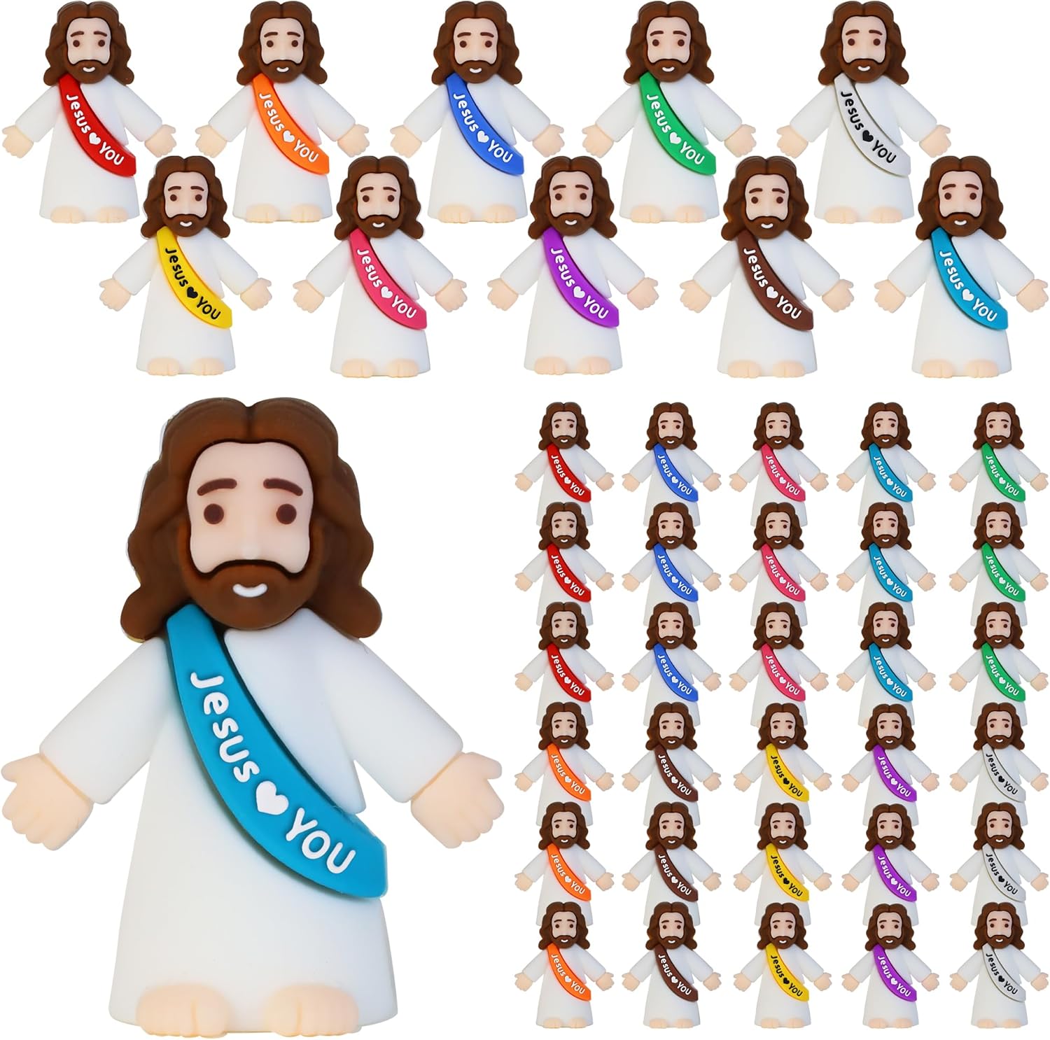 Bamamon Mini Jesus Figurines - 30 Pcs Easter Party Favors | Tiny Christ Toys for Sunday School