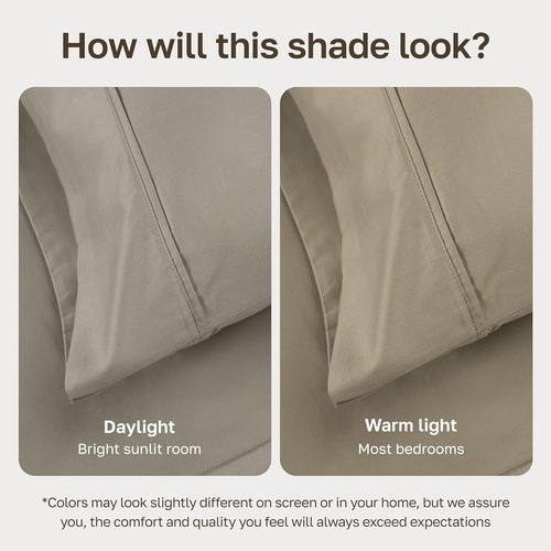 California Design Den Twin Bed Sheets Set - 100% Cotton, 400 Thread Count, Silky Smooth Sateen - Taupe