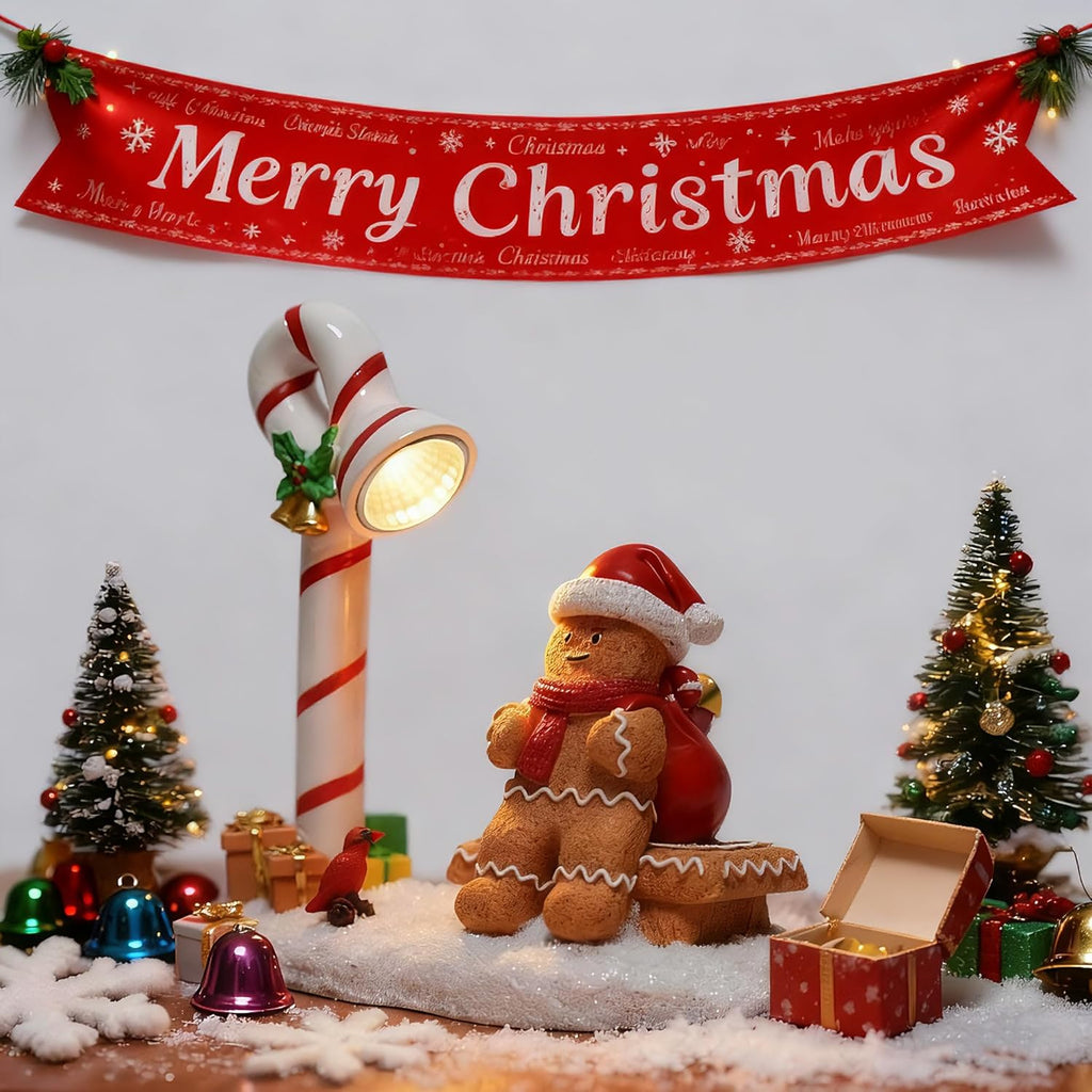 Skiennix Christmas Gingerbread Man Figurines - Cute Indoor Home Decor for Tabletop & Fireplace