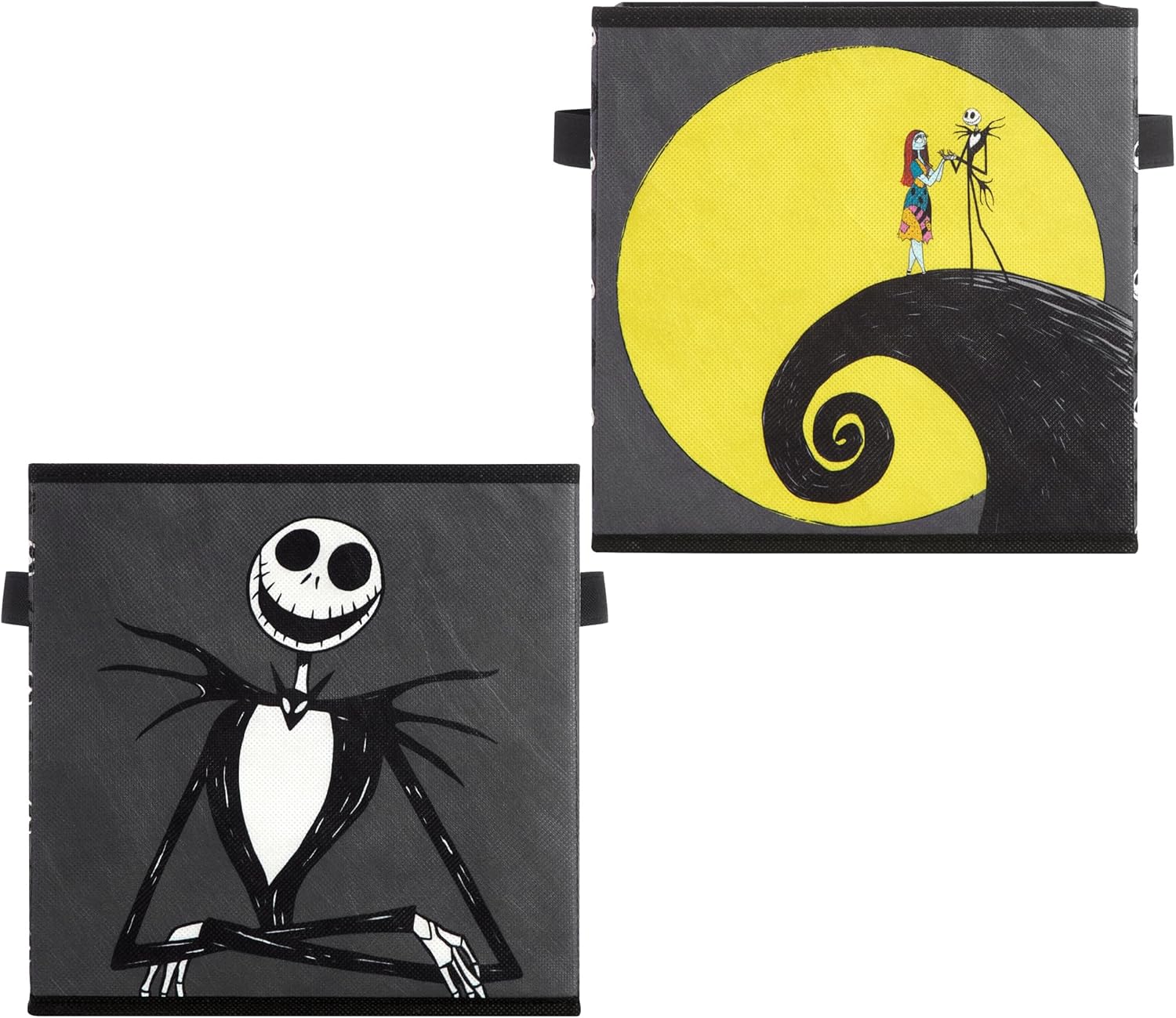 Nightmare Before Christmas Jack and Sally Storage Cubes - Durable 10"x10"x10" with Handles