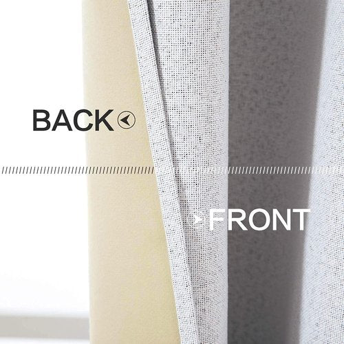 MIULEE Full Blackout Curtain - Linen Texture Thermal Insulated Grommet Panels | 52x45 Inch, Grayish White