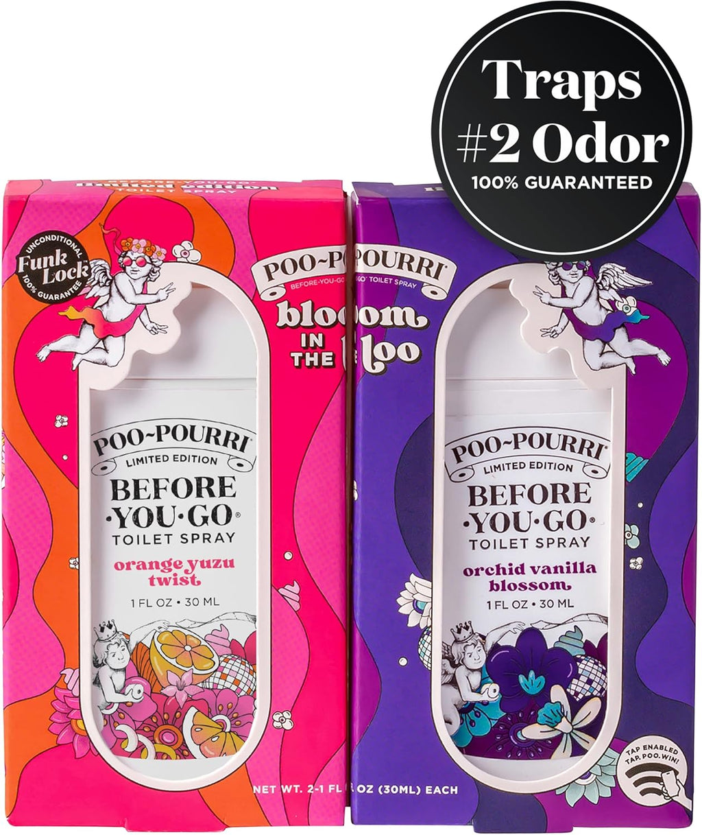 Poo-Pourri Tear & Share Bloom Bathroom Set | Travel Size Odor Eliminators - Plant-Based Pocket Sprayers