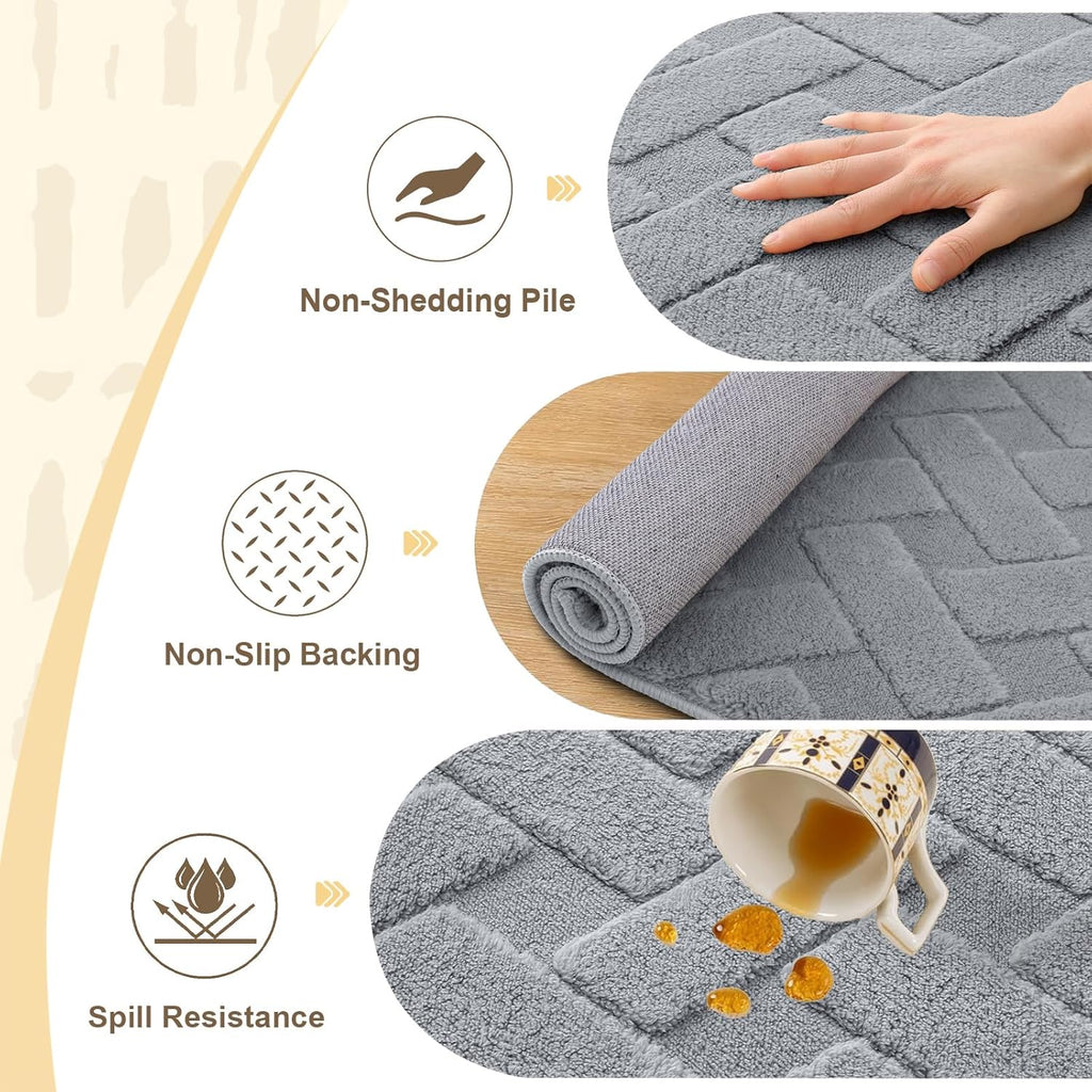 OLANLY Area Rug - Soft Plush Geometric Shaggy Carpet for Living Room & Bedroom | 4x6 ft, Easy Clean, Grey
