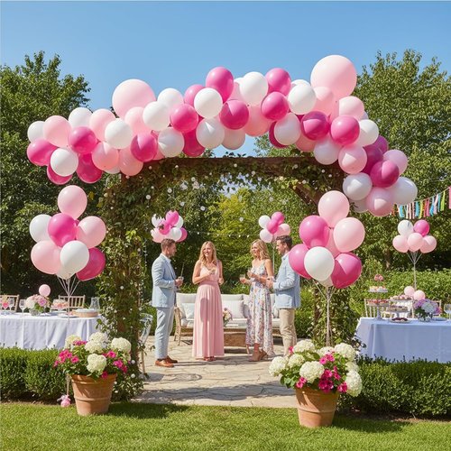 KADBANER 12-Inch Latex Balloons - 100 Pack in White, Pink & Light Rose Red for Weddings & Parties