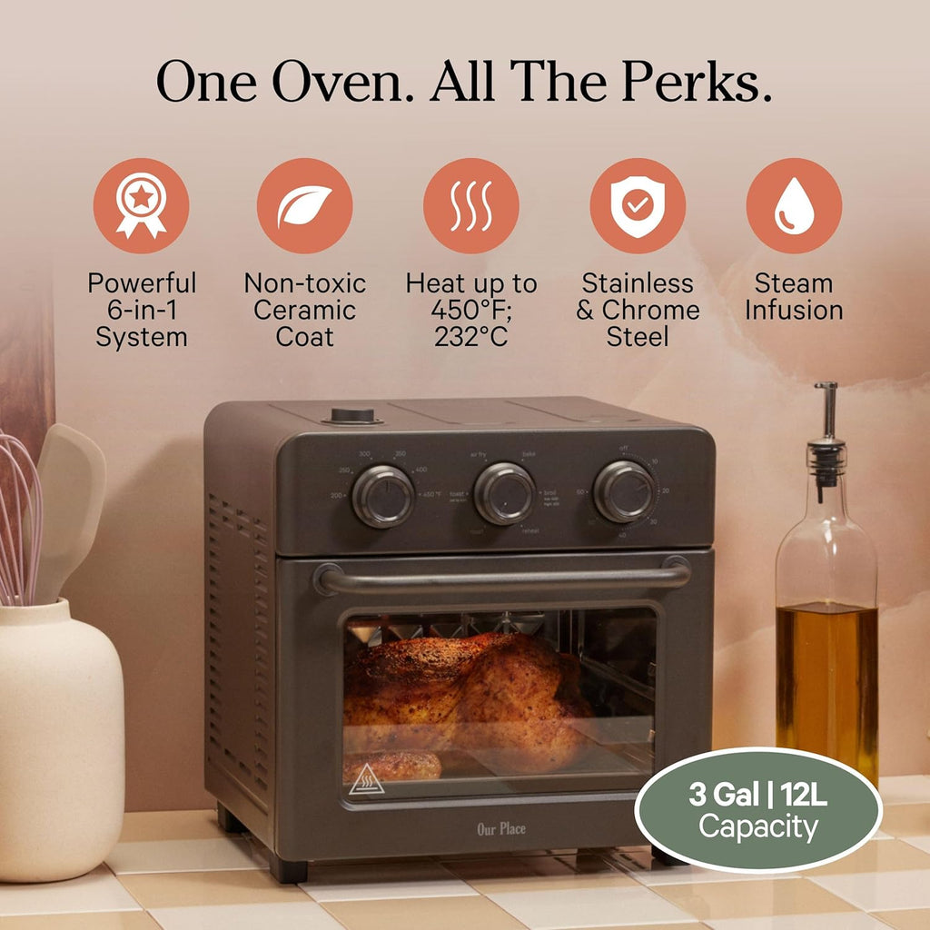 Our Place Wonder Oven - 6-in-1 Air Fryer Toaster Oven with Steam Infusion | Non-Toxic, PFAS-Free | Char Color