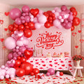 Valentines Day Balloon Arch Kit, Valentine Pink Red Heart Balloons with Rose Petals for Bachelorette Bridal Wedding Memorial Engagement Birthday Galentines Romantic Valentines Party Decorations