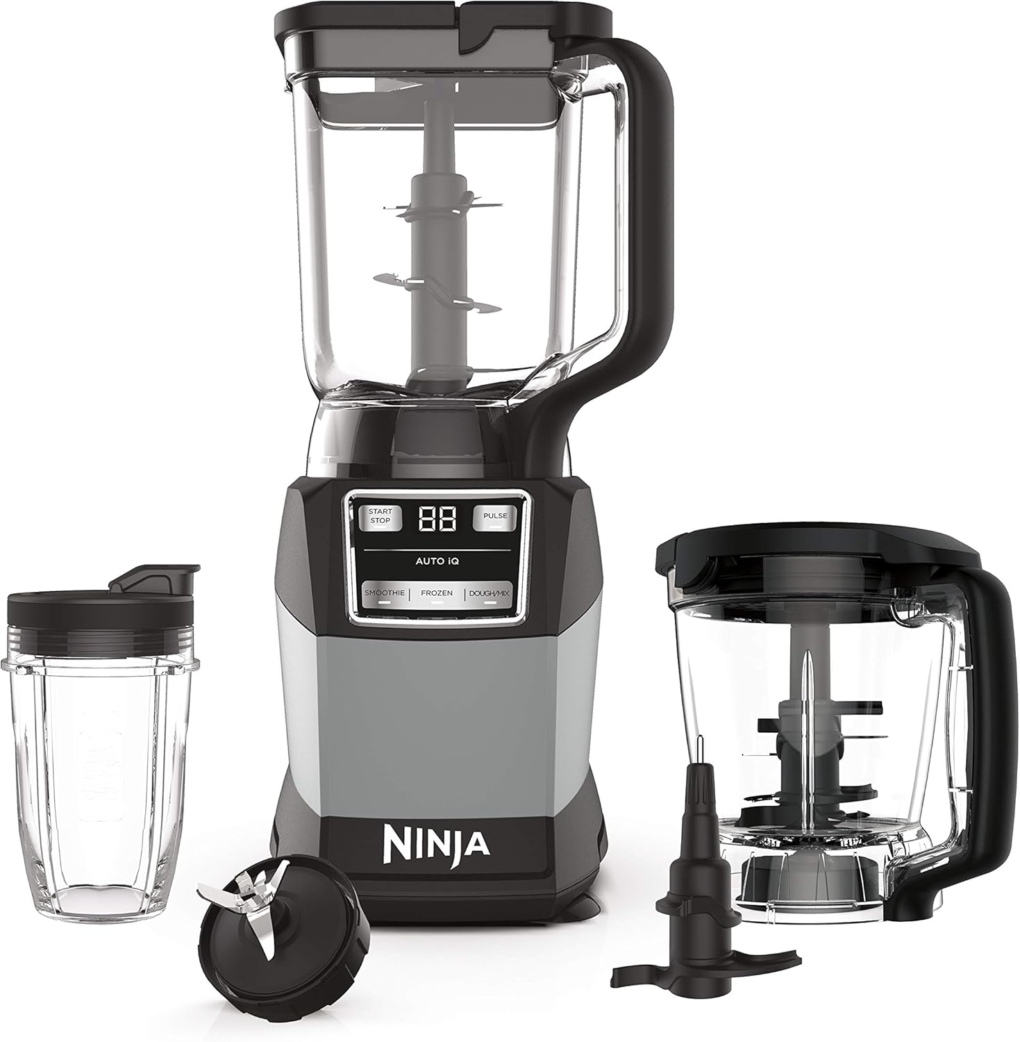 Ninja Blender - Compact Kitchen System with 1200W Power | 3 Functions for Smoothies, Dough & Frozen Drinks - Grey
