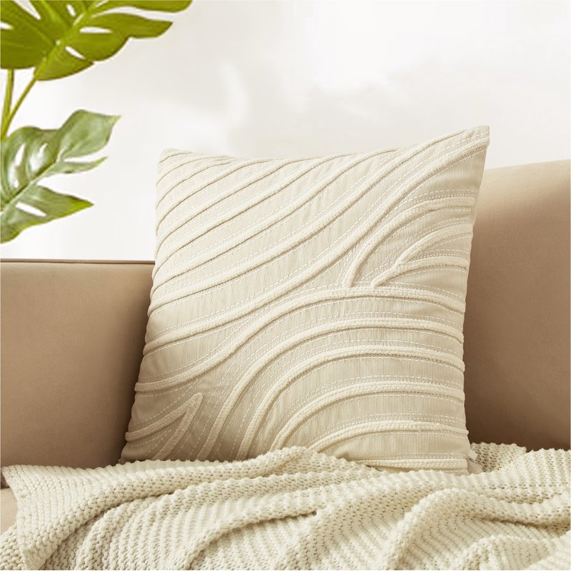 White Waves Aiden Pillow 20x20 Set of 2 Decorative Cushions for Adults - Home Decor