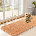 OLANLY Dog Door Mat - Absorbent Non-Slip Chenille Mat for Muddy Paws | 47x17 Inches, Quick Dry, Orange