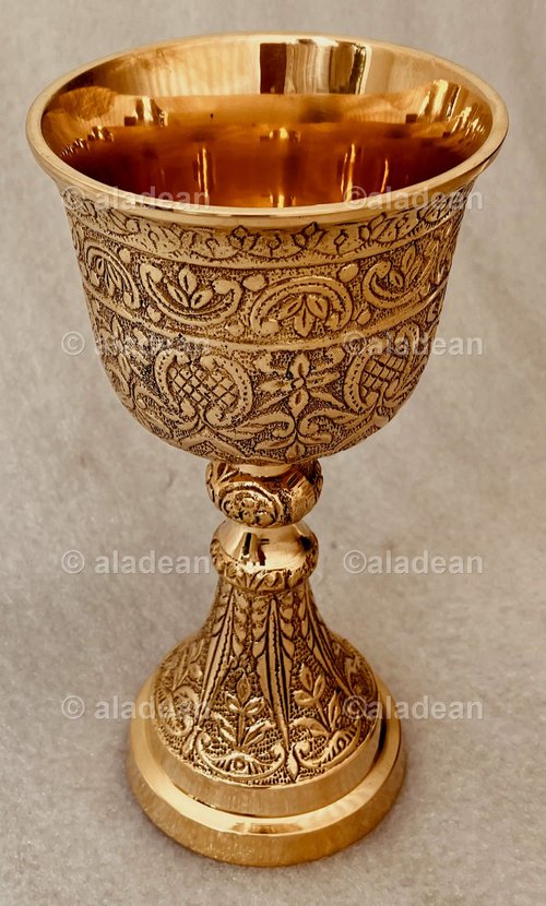 ALADEAN Vintage Chalice Goblet King Queen Set | Royal Brass Wine Cups - Renaissance Medieval Goblet Gifts