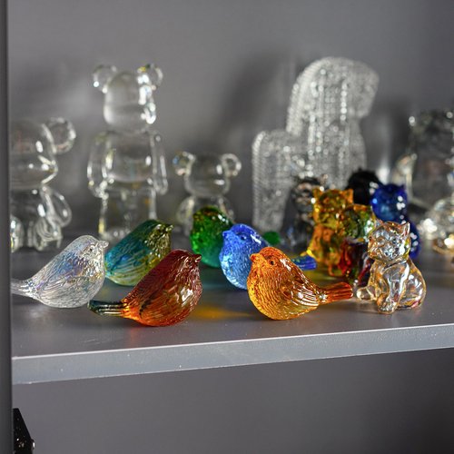 LOULIQIGIFT Set of 4 Glass Bird Crystal Collectible Figurines Valentines Gifts for Bird Lovers Red Bird Stuate Decor for Party Wedding Anniversary
