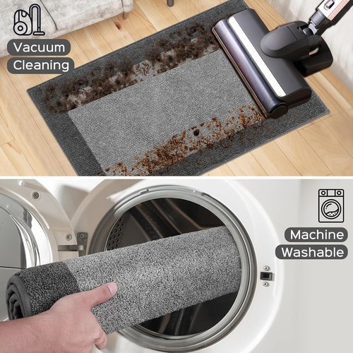 DOMUSTEX Machine Washable Kitchen Rug 32" x 84", Non Slip Kitchen Mat for Floor, Absorbent Entrance Runner Rug for Bedroom, Hallway, Bathroom, Door (Roll Packing)