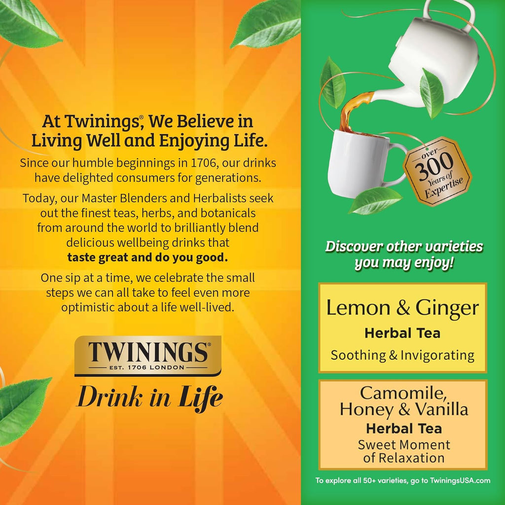 Twinings Decaffeinated Green Tea - Smooth Flavor & Enticing Aroma - 100 Individually Wrapped Teabags