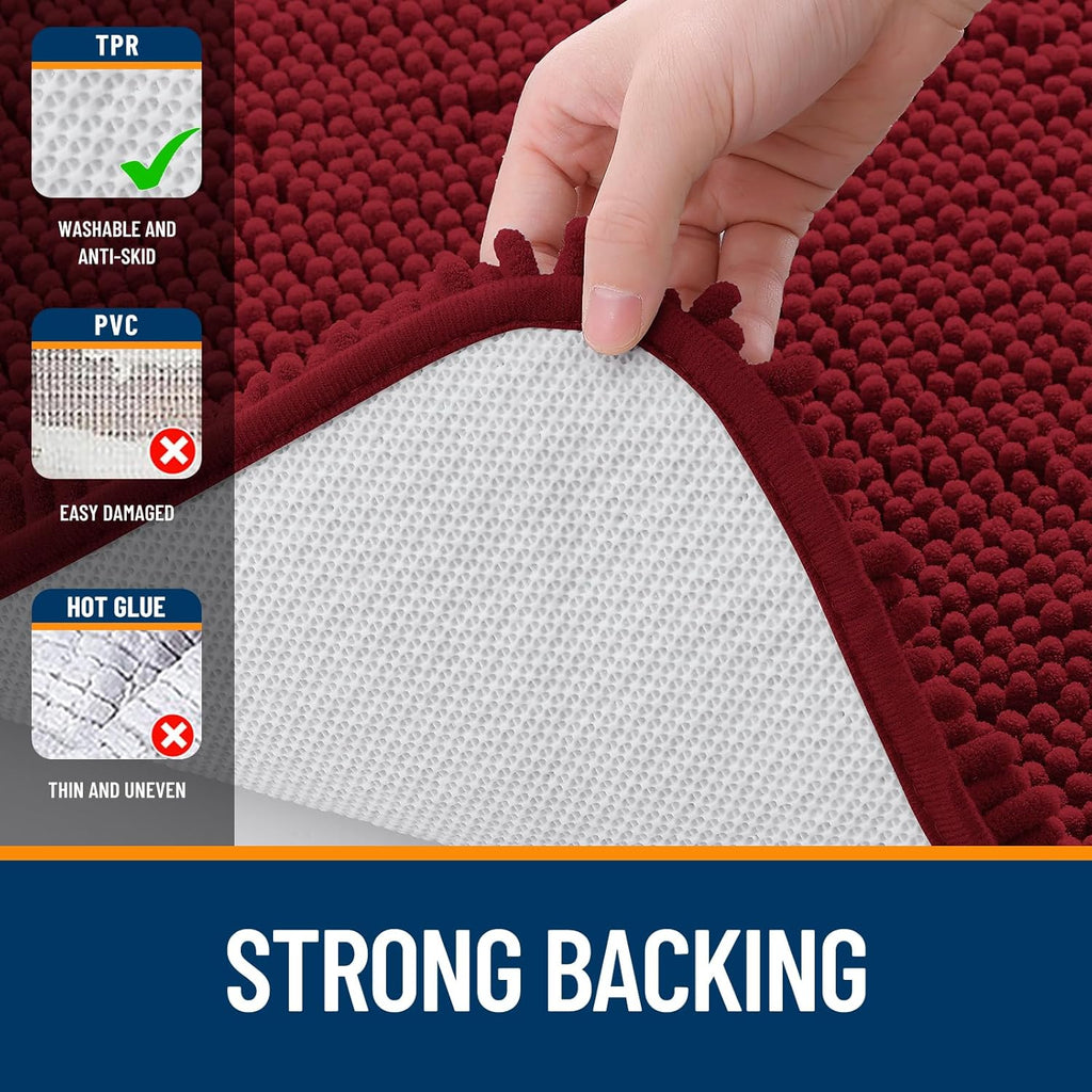OLANLY Bathroom Runner Rug - Extra Soft Chenille | Quick Dry & Machine Washable | 70x24 Inches, Red