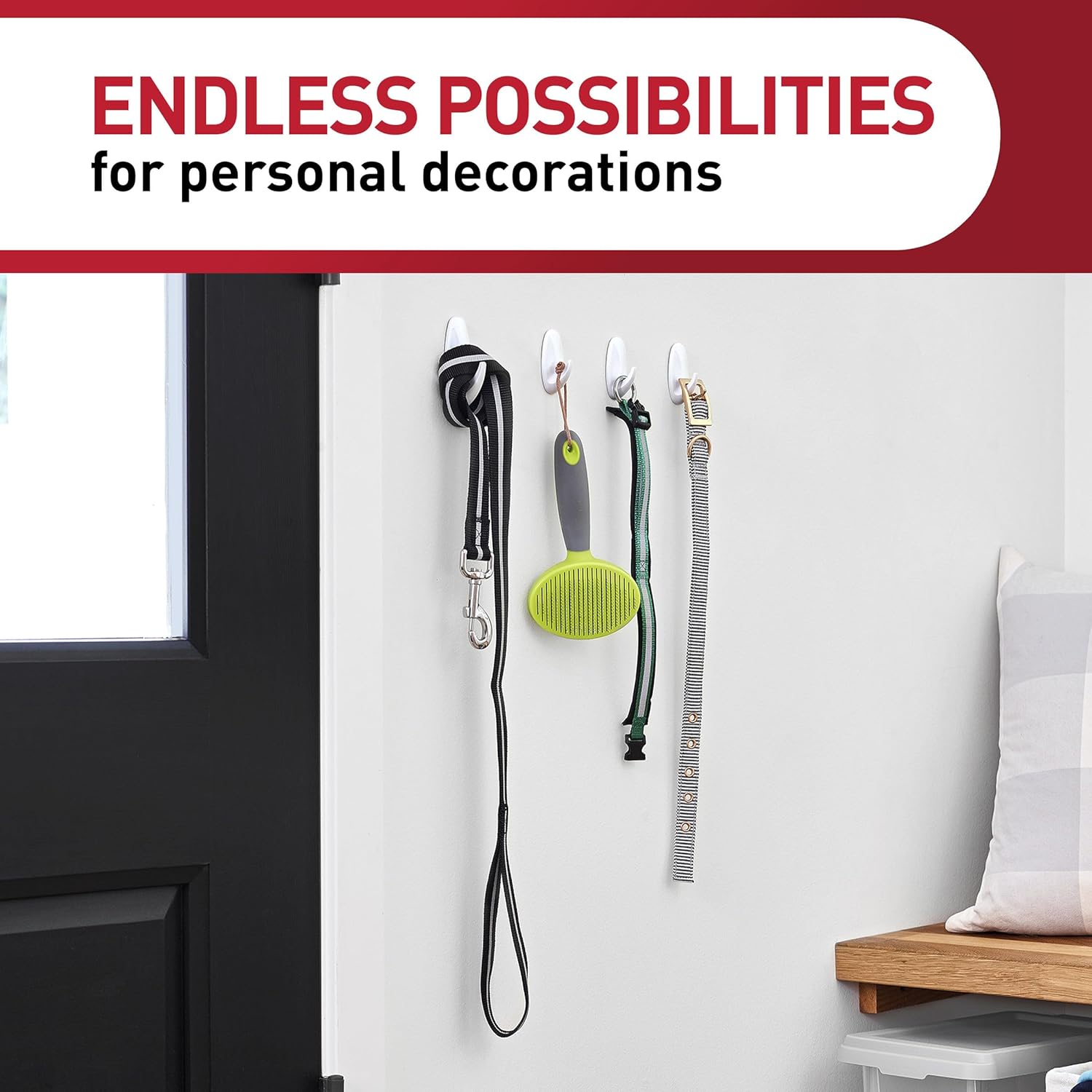 Command Medium Designer Hooks - Damage-Free Wall Hook with Adhesive Strips | Holds Up to 3 lb, 9 Hooks & 12 Strips