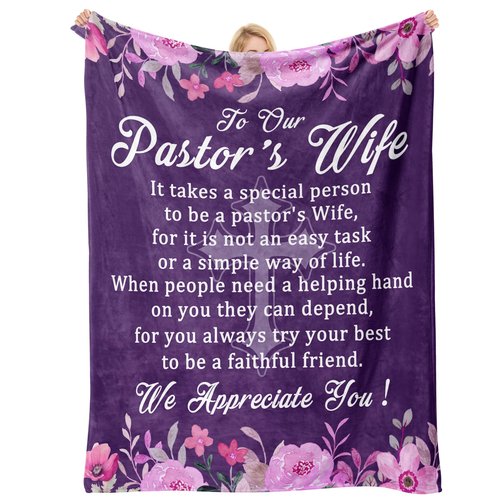 Pastor's Wife Appreciation Gifts, Thank You Gift Throw Blanket, Religious,Christian,Birthday,Christmas,Appreciation Day Presents for Pastor Wife, for Bed Soft 60"x 50"