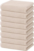 Homaxy 100% Cotton Waffle Weave Kitchen Dish Towels - Ultra Soft & Absorbent, 13 x 28 Inches, 8-Pack | Beige
