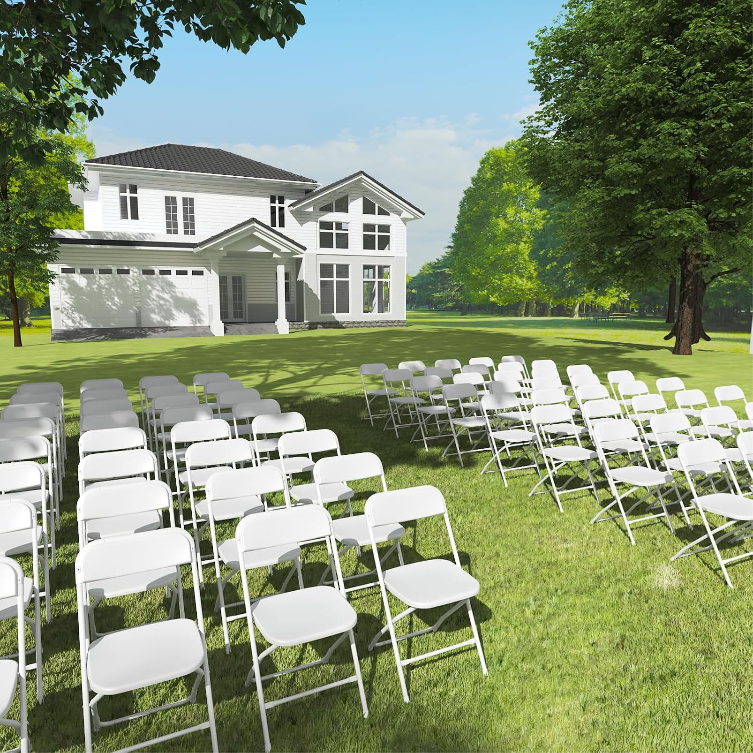 Skiennix Folding Chairs - 10 Pack White Plastic Chairs for Indoor/Outdoor Events | 350lb Capacity