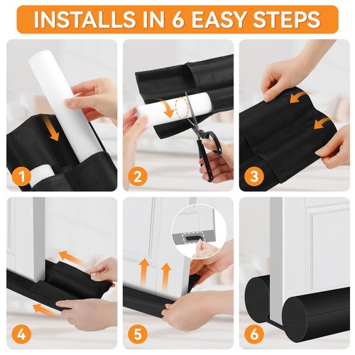 (2 Pack) Under Door Draft Stopper, Draft Stopper for Bottom of Door, Adjustable 30-36 Inch Door Draft Blocker, Under Door Gap Filler, Easy Install Door Seal, Helps Reduce Drafts, Noise and Heat Loss