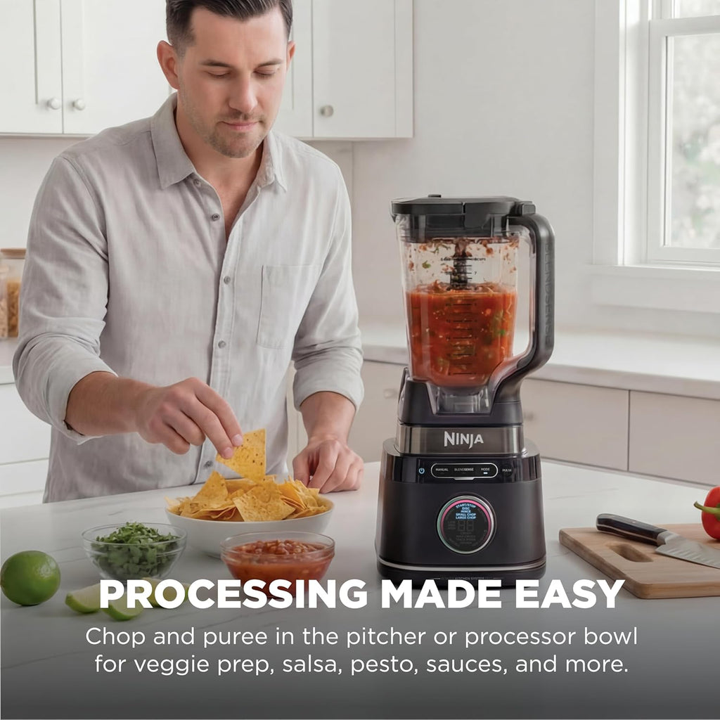 Ninja Kitchen System - All-in-One Food Processor & Blender with 8-Cup Bowl & 24 oz. To-Go Cup | 1800 Peak Watt | Black